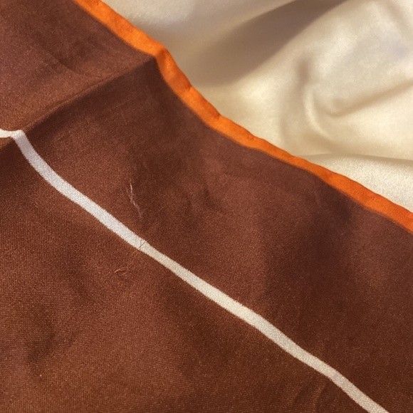 VTG 60 70 Jim Renoir Geometric Print Brown Burnt Orange Large Square scarf - Picture 11 of 16